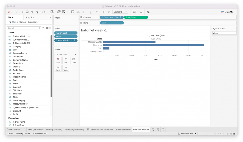 verschillende weken vergelijken in één overzicht