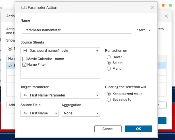 Parameteracties categorische velden