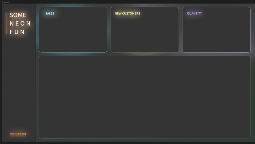 Neon achtergrond voor het Tableau dashboard. Gemaakt in Figma.